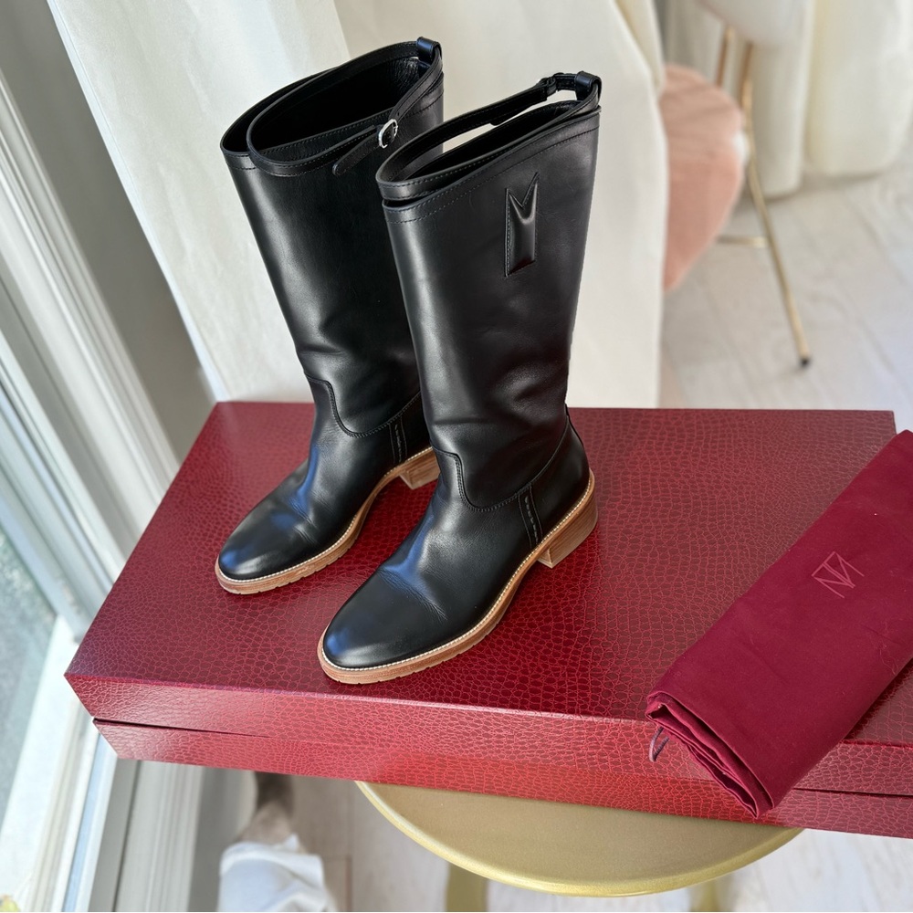Tamara Mellon Black Leather Heeled Boots